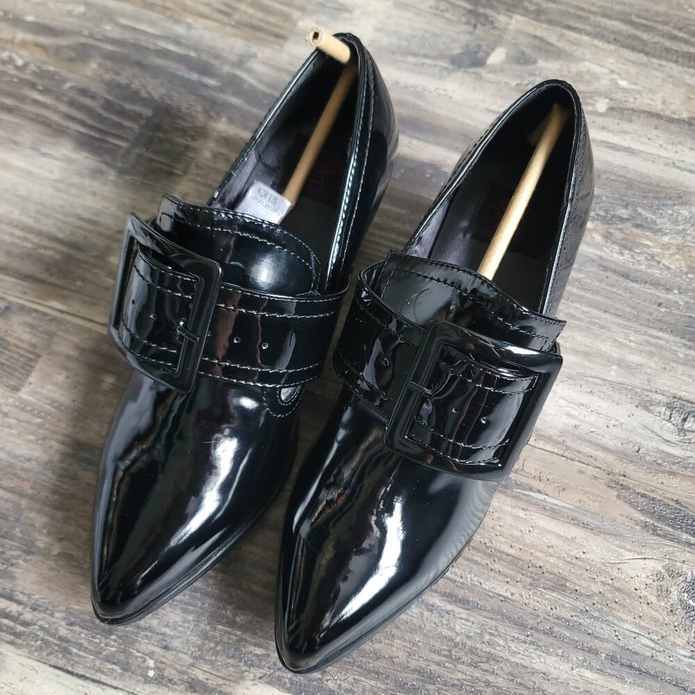 NEW SOLD OUT GRIMM Heel Patent Black/ Brass Buckle $90MSRP
